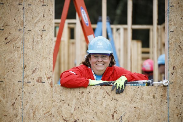 Pam Avesian, Habitat's Board Chair, helping build Brittaney's home in Nashville, TN.